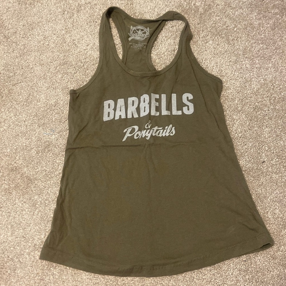 Barbells and pony tails tank top